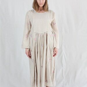 Rujuta Sheth Gingham Embroidered Midi Dress - Excellent Condition